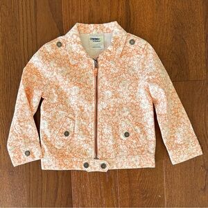 Genuine Kids Floral Print Moto Style Denim Zip Up Jacket 3T